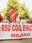 Ercisson Italian workers strike in Milan