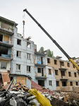 Reconstruction of apartment building damaged by Russian shelling continues in Zaporizhzhia.