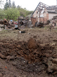 Russian aerial bomb hits private house in Derhachi.