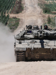 Army Battle Tank Moves Near The Border With The Gaza