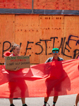 Demonstrators encircle the White House in a red line for Palestine