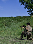 Firearms training by soldiers of 128th separate mountain assault brigade.