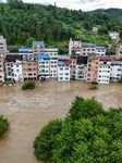 Houses And Fields Flooded in Qiandongnan, China