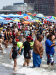 Crowds At Coney Island Beach On Independence Day