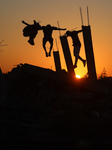 Parkour in Gaza Among Ruins of Bombed Building Amid Hamas-Israel Conflict