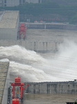 Flood is released from the Three Gorges Dam in Yichang.