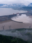 Flood Released From The Three Gorges Dam at Sunset in Yichang