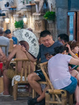 Residents at A Bomb Shelter to Cool Off in Chongqing.