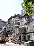 Rebuilding Zaporizhzhia apartment block hit by Russian missile.