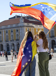 Venezuelan Community Protest At Commerce Square  In Lisbon, Portugal