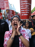 Citizens Are Participating In A Protest March In Kolkata, India