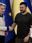 Ukrainian President Volodymyr Zelenskiy And European Commission President Ursula Von Der Leyen Attend A Joint Press Conference In Kyiv