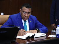 NY: UN Secretary General Meets Andrew Holness,Minister For Defence And Economic Growth  At The United Nations 