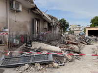 Building Collapse In The Neapolitan Area, People Are Digging Through The Rubble.