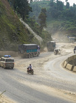 Passengers Suffer From Dust Pollution While Traveling On Prithvi Highway In Dhading.