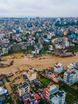 Drone View Of The Nakhu River Flooded In Lalitpur, Nepal.