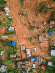 Drone View Charghare Roadblocks Caused By Landslides In Southern Lalitpur, Nepal.