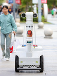 5G Robot Police Patrol in Zhoushan.