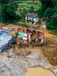 The Aerial View Shows The Flood-affected Patikharka, Kavrepalanchok District, Nepal.