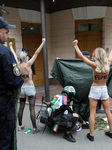 Femen activists hold rally outside Embassy of Iran in Kyiv.