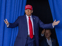  Donald Trump Holds Rally At Dodge County Airport In Juneau, Wisconsin.