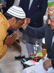 Nepal's Former King Gyanendra Bir Bikram Shah Offers "Tika" To Public On Dashain