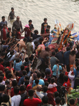  Hindu Devotees Carry An Idol Of Hindu Goddess Durga 