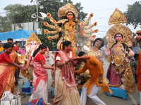 Durga Idol Immersion On The Last Day Of Durga Puja Festival In India