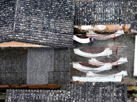 Villagers Dry Noodles at Farm Houses in Fuzhou.