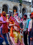 Devotees Immersing Durga Idol In Bagmati River, Nepal.