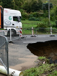 A Collapsed Road After Flooding In The Rhone Valley