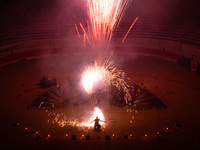 Fire Performance During Closing Ceromoney Of "Monument Arles" Festival In Arles, France.