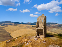 Ruins Of A Norman Tower Shaped Like A Giant Chair On A Hilltop In Pietramontecorvino, Italy