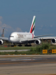 Emirates Airbus A380 Landing At Barcelona Airport