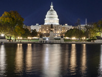 Night View Of The United States Capitol