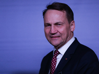 Polish Minister Of Foreign Affairs Radoslaw Sikorski At A Briefing In Warsaw