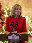 First Lady Dr. Jill Biden Greets Volunteers Who Decorated The White House For Christmas On December 2, 2024.