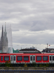 S-Bahn Train In Hamburg With Cityscape