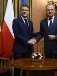 Polish PM Donald Tusk Bilateral Meeting With  French President Emmanuel Macron.