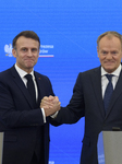 Polish PM Donald Tusk Bilateral Meeting With  French President Emmanuel Macron.