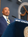 Mayor Of New York City Eric Adams Speaks At A News Conference Following His Meeting With Incoming Trump-Vance Administration “border Czar” Tom Homan At New York City Hall