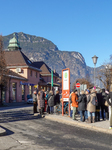 Travelers At Bus Stop At Garmisch-Partenkirchen Train Station