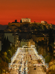 Christmas Lights Decorating Athens With The Acropolis In The Background