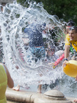 Public Water Fight In Budapest, Hungary