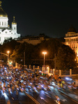 Night Cycling Parade In Moscow, Russia