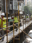 Workers Set Up A Temporary Trestle To Prepare For The Coming Rainstorm In China