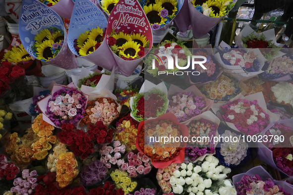 View inside the Jamaica Market in Mexico City where dozens of people came to buy flowers and gifts for Mother's Day, which is celebrated in...