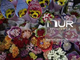 View inside the Jamaica Market in Mexico City where dozens of people came to buy flowers and gifts for Mother's Day, which is celebrated in...