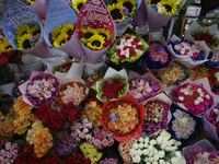 View inside the Jamaica Market in Mexico City where dozens of people came to buy flowers and gifts for Mother's Day, which is celebrated in...