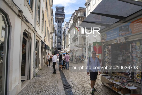 People are seen walking in Da Prata street, in the neighborhood of Baixa, Lisbon. 02 May 2023. 